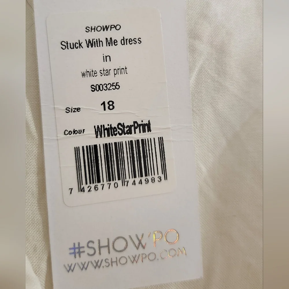 BNWT Showpo Stuck With Me Dress in White Star Print - Size 18 - Picture 6 of 12